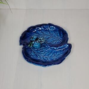 Vintage Inarco Blue Mood Indigo Divided Relish Dish Tidbit Tray